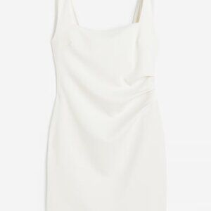 Cream White Pleated Mini Dress